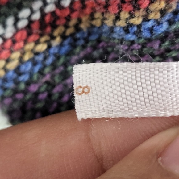 Free People Size 8 Denim Jean JACKET    White Washed  Baja  Aztec Knit - Picture 6 of 13